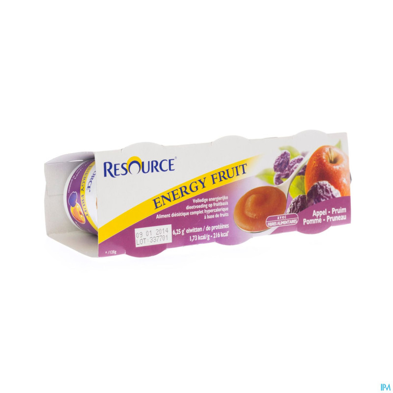 Resource energy fruit pomme-prune   cups 3x125g