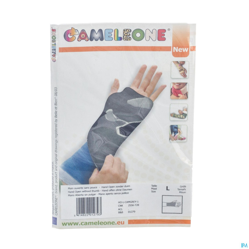 Cameleone main ouvert -pouce camouflage gris   l 1