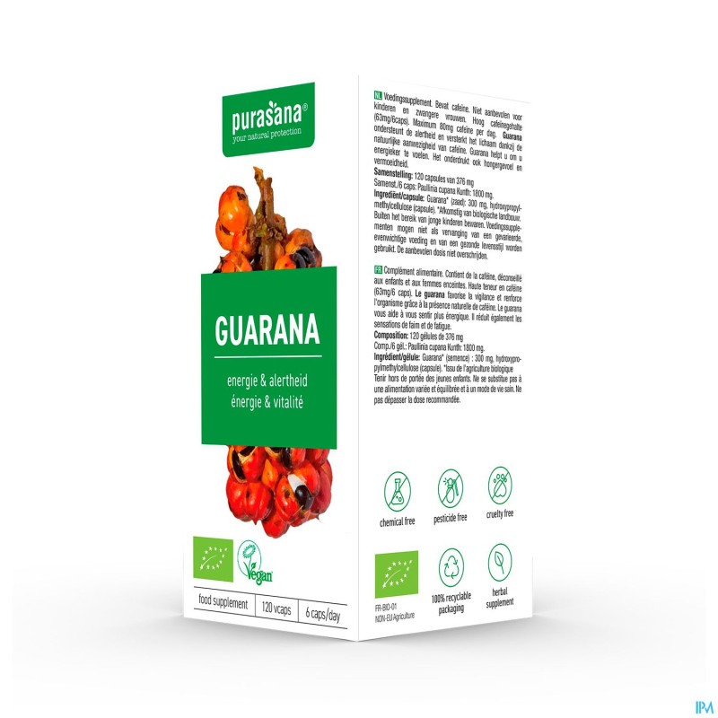Purasana vegan guarana bio    caps 120x300mg