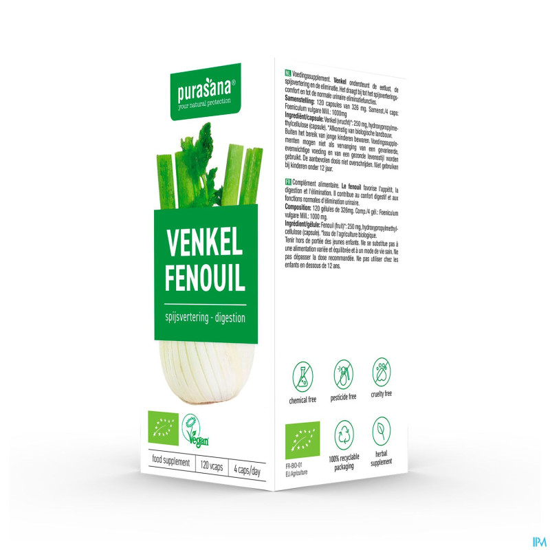 Purasana vegan fenouil    caps 120x250mg