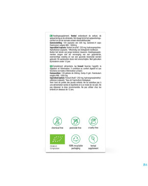 Purasana vegan fenouil    caps 120x250mg