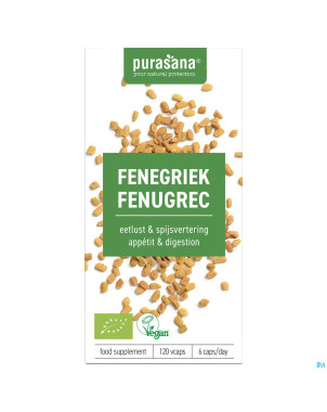 Purasana vegan fenugrec bio    caps 120x230mg