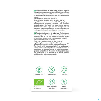 Purasana vegan radis noir bio    caps 120x250mg