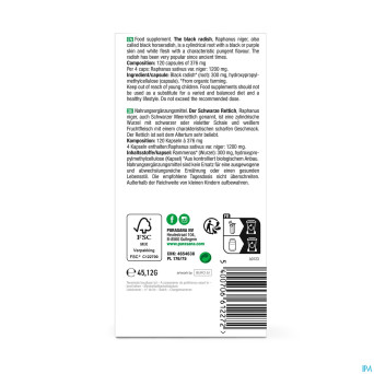 Purasana vegan radis noir bio    caps 120x250mg