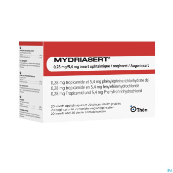 Mydriasert 0,28 mg/5,4 mg 20 ooginsert + 20 pincet