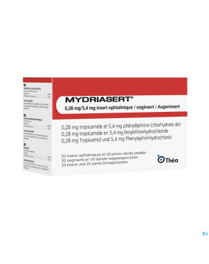 Mydriasert 0,28 mg/5,4 mg 20 ooginsert + 20 pincet