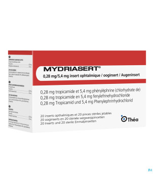 Mydriasert 0,28 mg/5,4 mg 20 ooginsert + 20 pincet