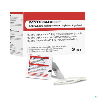 Mydriasert 0,28 mg/5,4 mg 20 ooginsert + 20 pincet