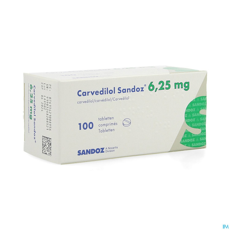 Carvedilol sandoz comp 100 x  6,25 mg