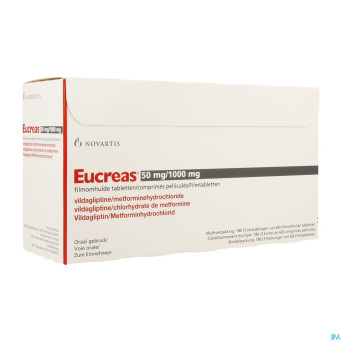 Eucreas 50 mg/1000 mg comp pell 180