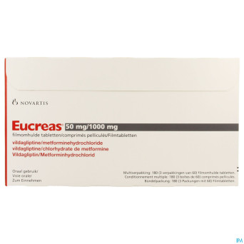 Eucreas 50 mg/1000 mg comp pell 180