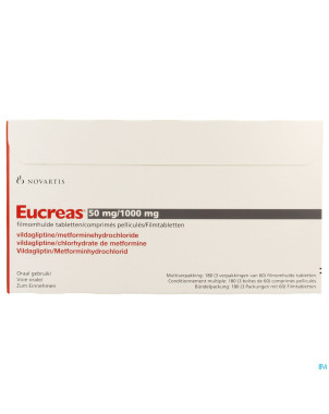 Eucreas 50 mg/1000 mg comp pell 180