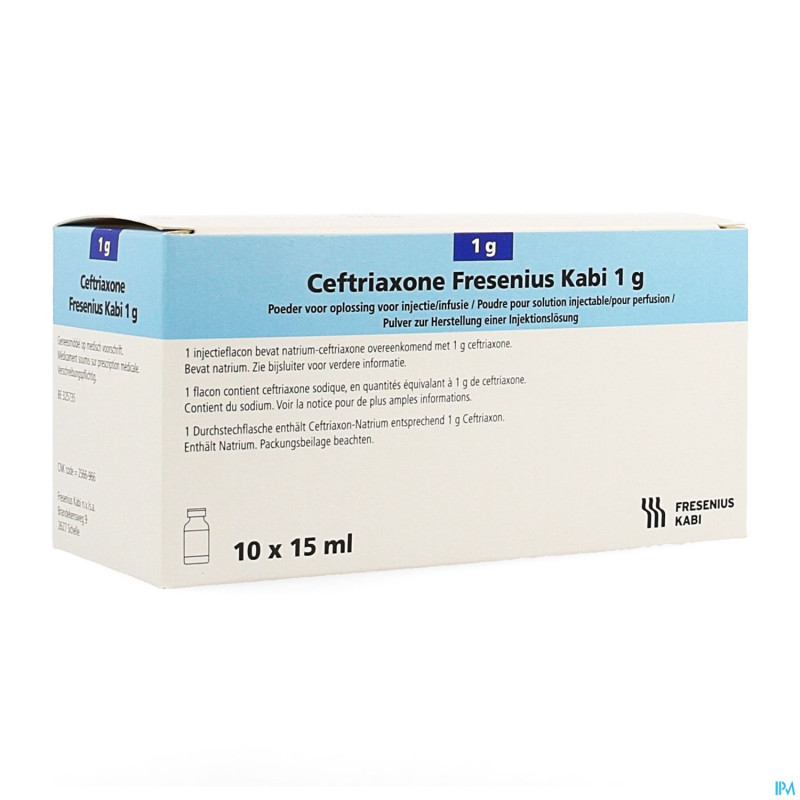 Ceftriaxone fresenius pdr pour sol inj 10x1g