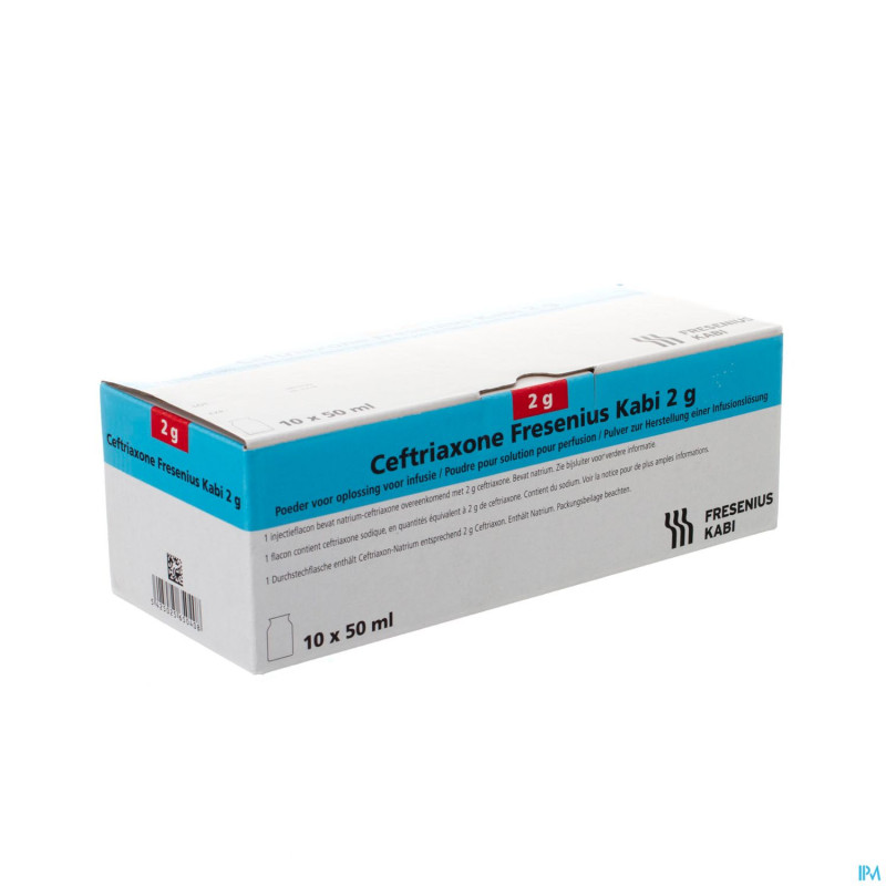 Ceftriaxone fresenius pdr pour sol perf 10x2g