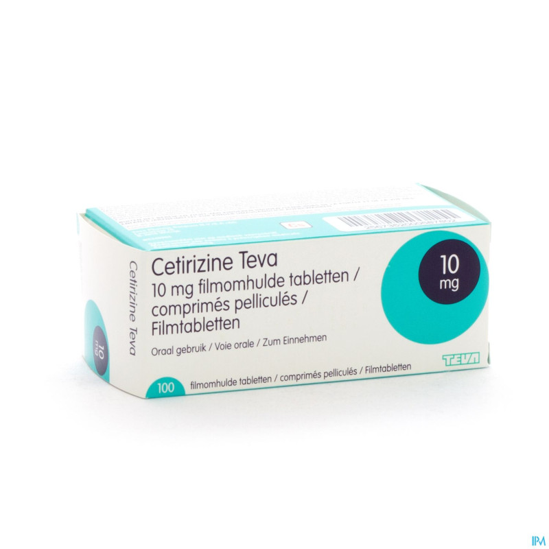Cetiriteva teva 10 mg comp pell 100 x 10 mg