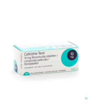 Cetiriteva teva 10 mg comp pell 100 x 10 mg