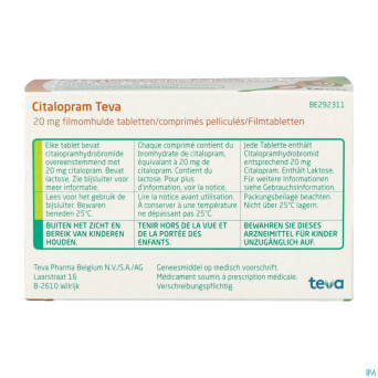 Citalopram teva comp pell. 98 x 20 mg