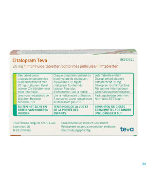 Citalopram teva comp pell. 98 x 20 mg