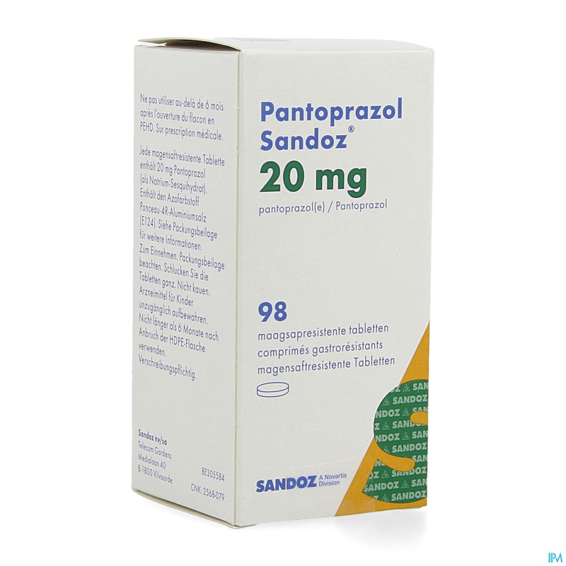 Pantoprazol 20mg sandoz gastro resist.comp 98 hdpe