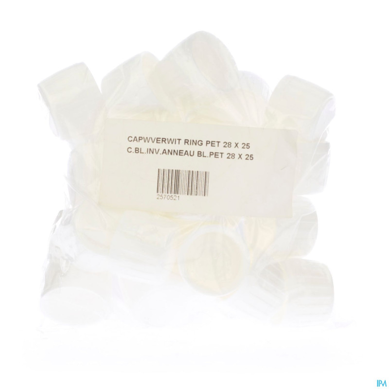 Capsule blanche inviol. anneau blanc pet 28 25 aca