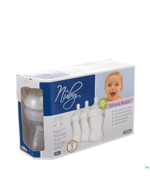 Nuby nt biberon sil 3x210ml +0m + tetine slow