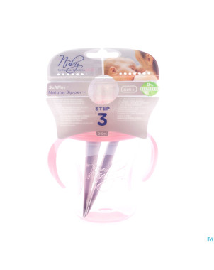 Nuby nt gobelet propyl.a/gutt + anses rose 240