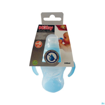 Nuby nt gobelet propyl.a/gutt + anses bleu 240