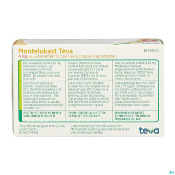 Montelukast teva  4 mg comp macher 28 x 4 mg