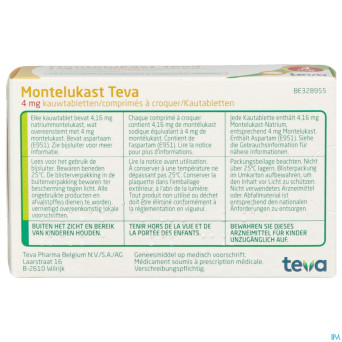 Montelukast teva  4 mg comp macher 28 x 4 mg