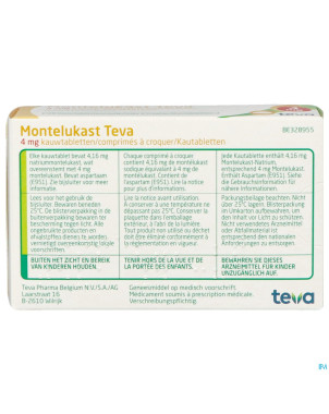 Montelukast teva  4 mg comp macher 28 x 4 mg