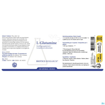 L-glutamine 500mg biotics    caps 180