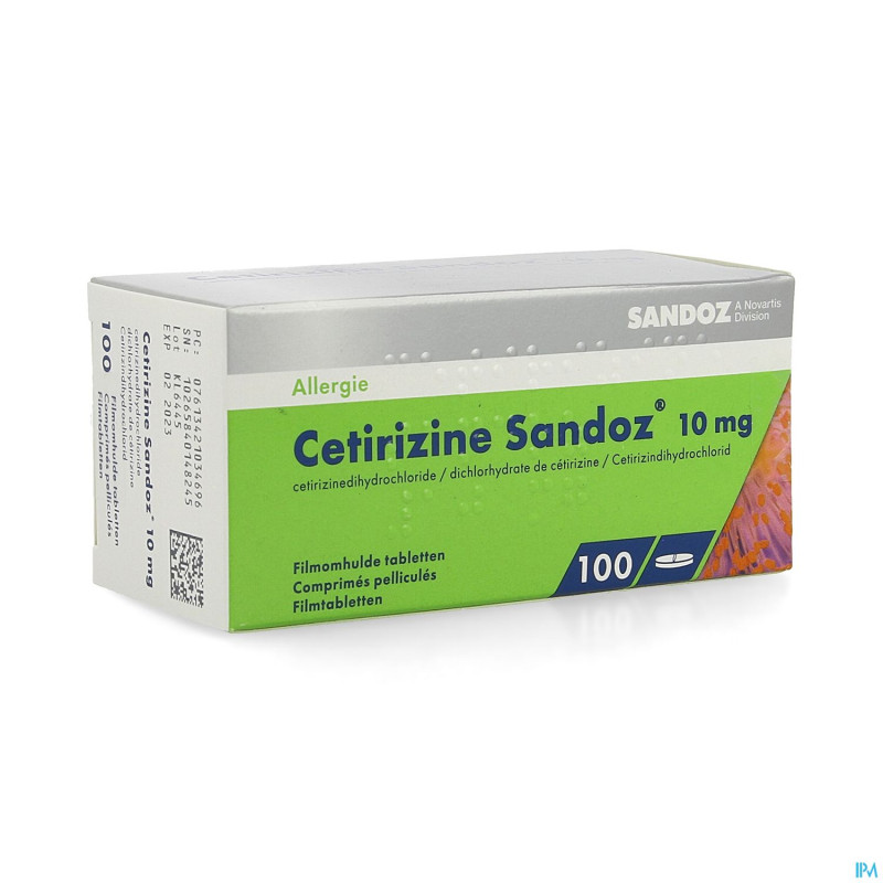 Cetirizine sandoz 10mg comp pell 100 x 10mg