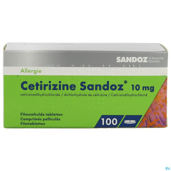Cetirizine sandoz 10mg comp pell 100 x 10mg