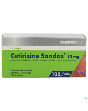 Cetirizine sandoz 10mg comp pell 100 x 10mg