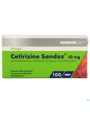 Cetirizine sandoz 10mg comp pell 100 x 10mg