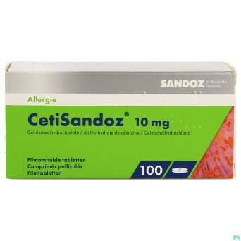 Cetirizine sandoz 10mg comp pell 100 x 10mg