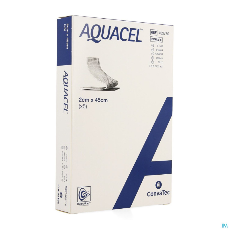 Aquacel pans hydrofiber+renfort fibre 2x45cm 5