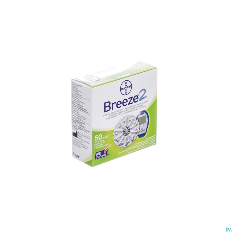 Bayer breeze 2 bandelette de test de glycemie 50