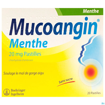 Mucoangin menthe past a sucer 20x20mg