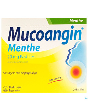 Mucoangin menthe past a sucer 20x20mg