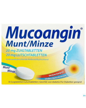 Mucoangin menthe past a sucer 30x20mg