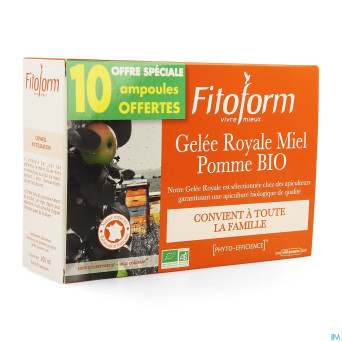 Gelee royale bio miel-fructose  amp 20+10 fitoform