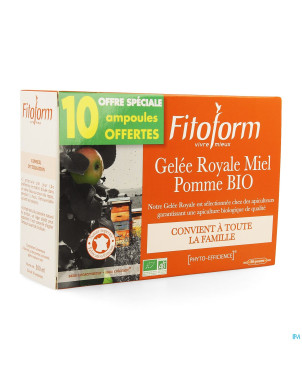 Gelee royale bio miel-fructose  amp 20+10 fitoform
