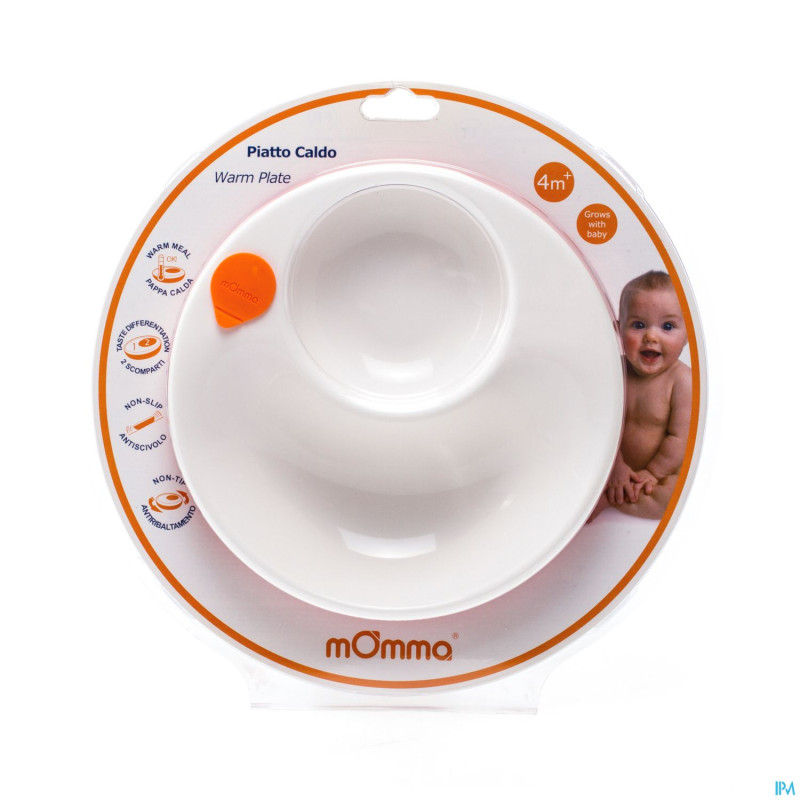 Momma assiette chaude rouge 2 compartiments