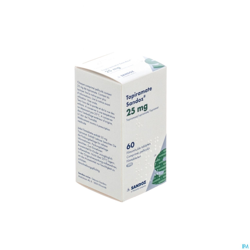 Topiramate sandoz  25mg comp pell  60 x  25mg