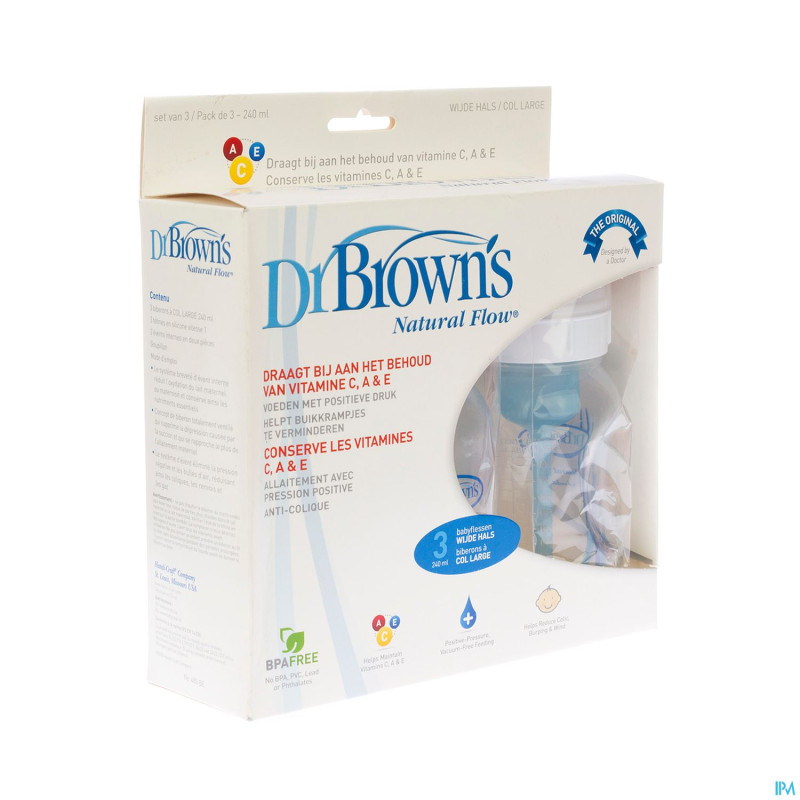 Dr brown biberon 3x240ml polypropylene    escos