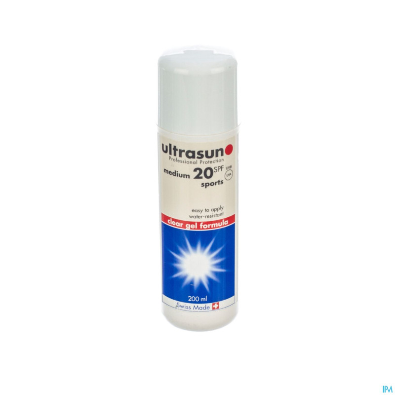 Ultrasun medium ip20 sports clear gel lot. 200ml