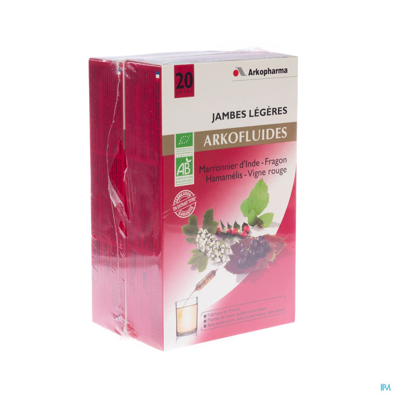 Arkofluide jambes legeres amp 20x15ml cfr 3179678