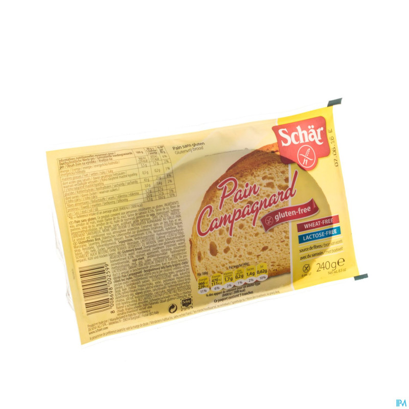 Schar pain campagnard tranche    240g 6575 revogan
