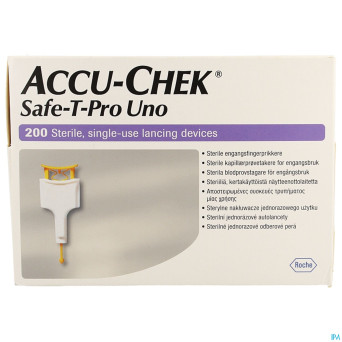 Accu chek safe t pro plus uno steril jetable 200
